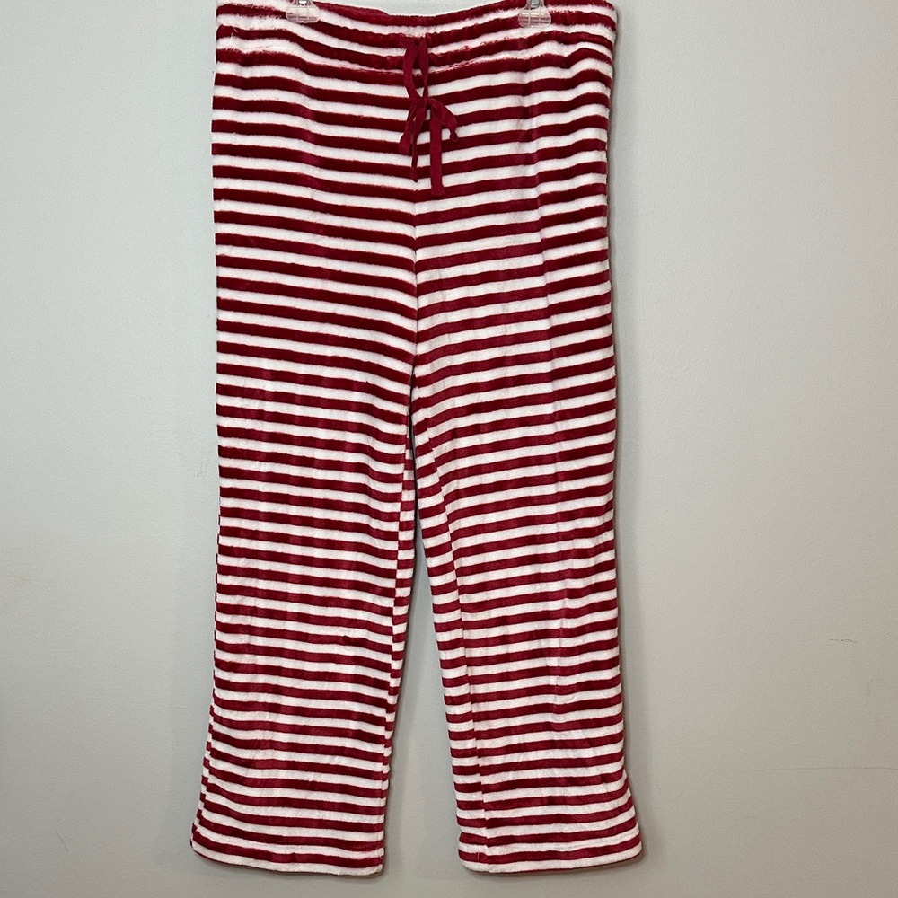 Maurices Fuzzy Striped Red and White Pajama Pants size XL